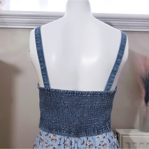 BOG COLLECTIVE Denim Bustier Padded Crop Top - Picture 3 of 10